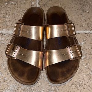 Birkenstock sandals rose gold
